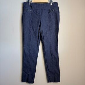 Renuar Women's 10 Stretchy Pull-On Ankle Dress Pants Navy Office Business Casual